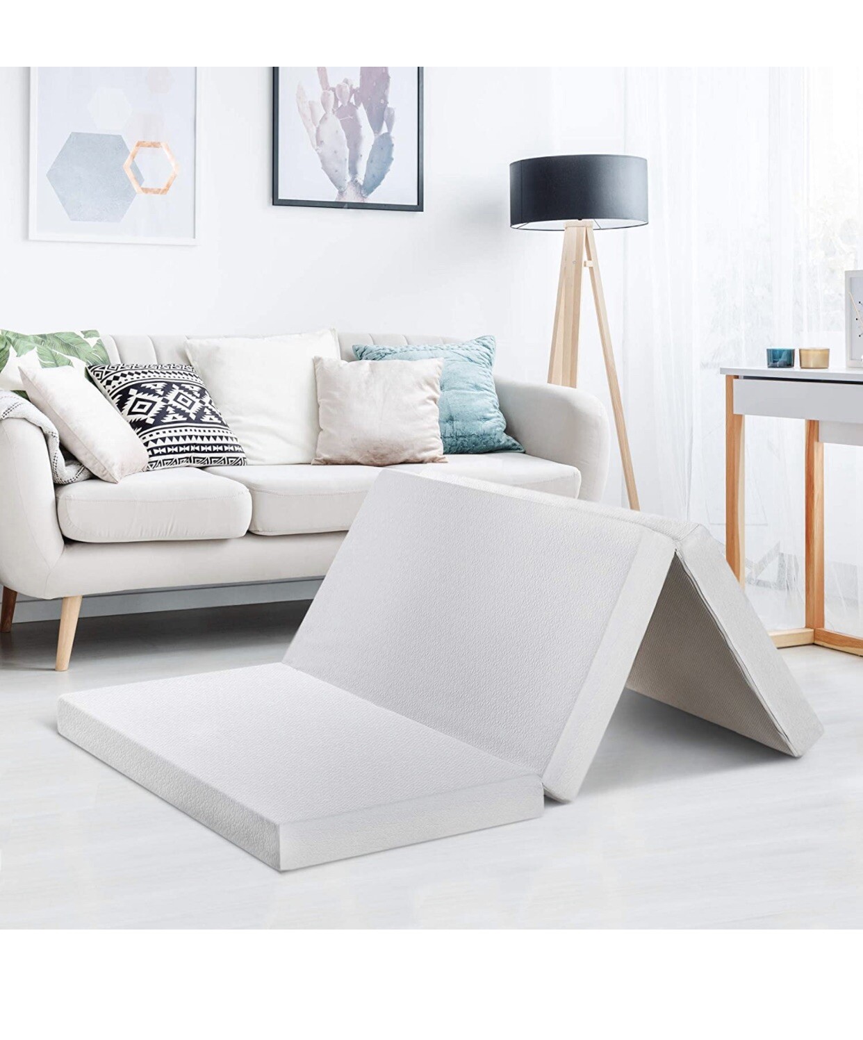 4in Tri Fold Folding Floor Mat Gel Memory Foam Topper Twin Xl