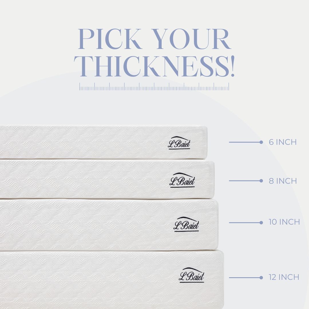 L’Baiet 10″ Bed in a Box Gel Medium Firm Memory Foam Twin Size Mattress in White
