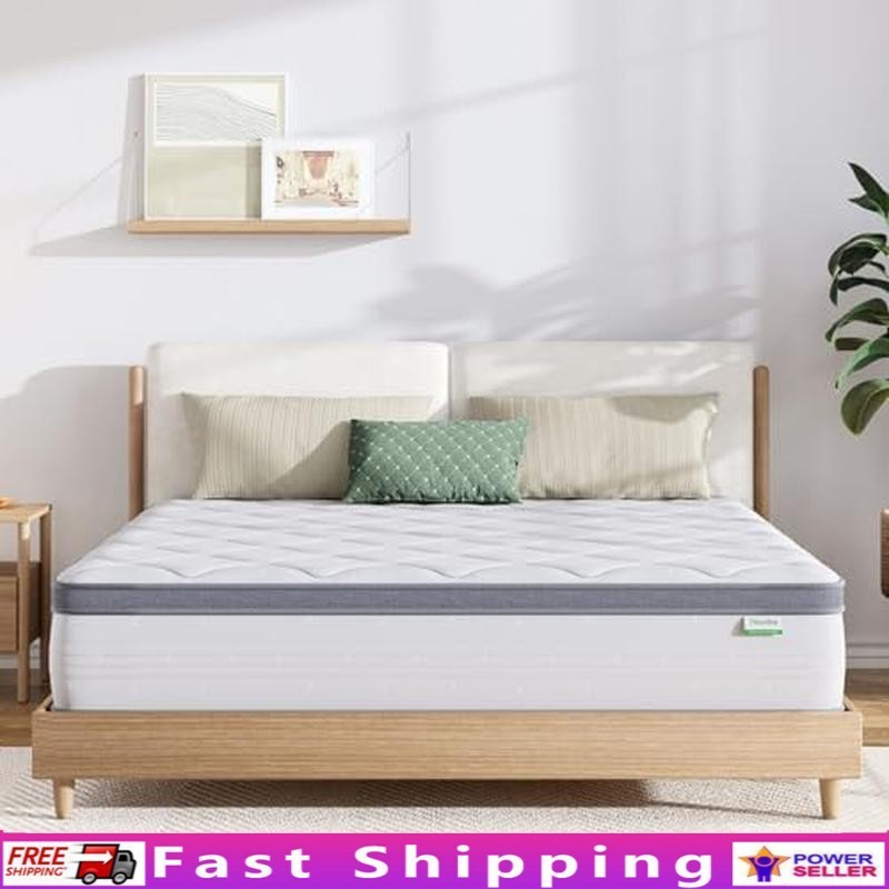 12 Inch King Hybrid Mattress Foam Pocket Coils Pressure Relief Motion Isolation