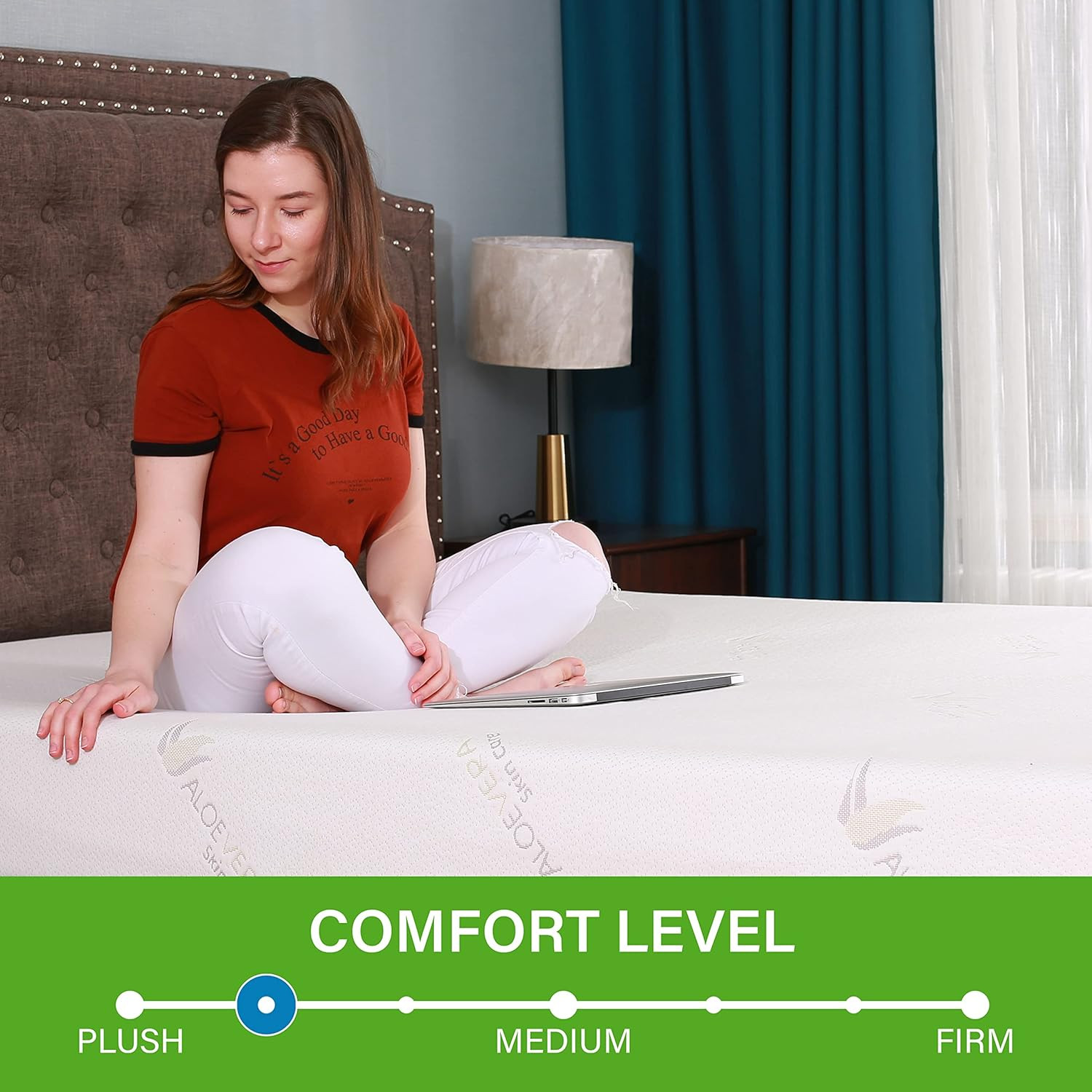 ALOE Infused Memory Foam Mattress in a Box, Roll-Compressed, 3-Layer Extra Firm