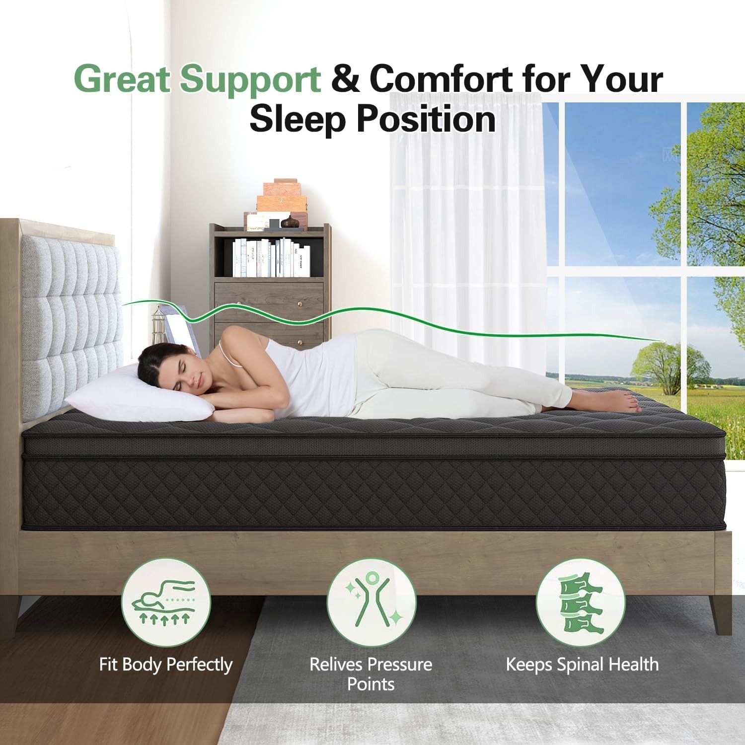 14 Inch Twin Euro Top Hybrid Mattress with 100 Night Trial & 10-