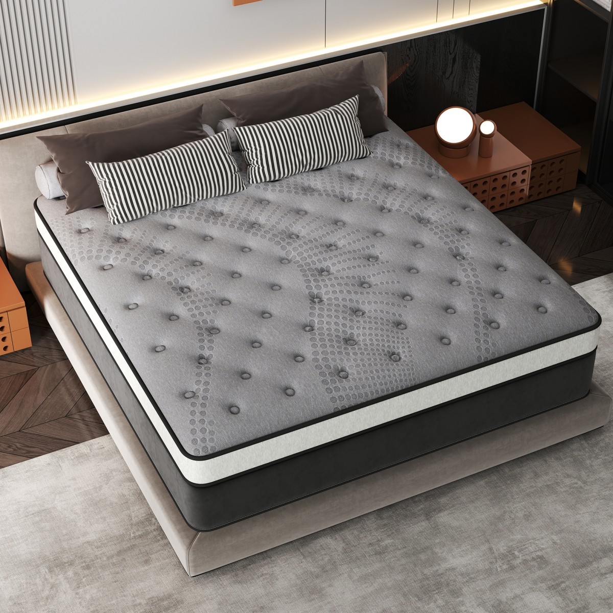 12″14″ Mattress Hybrid Gel Memory Foam Medium Firm Twin Full Queen King In A Box