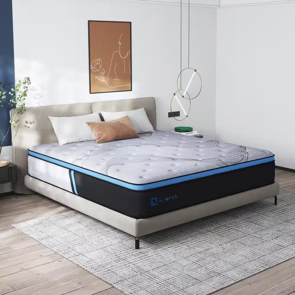 12 In. Medium Hybrid Gel Foam Mattress，Pillow Top Queen Mattress