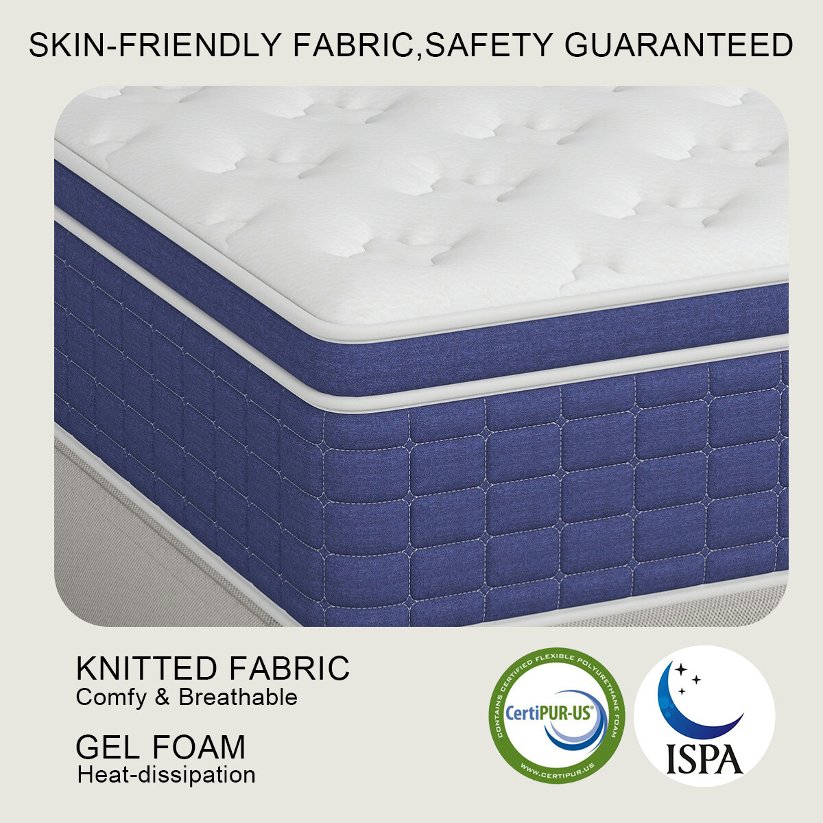 12″ 14″ Gel Memory Foam Mattress Pocket Spring Twin Full Queen King Bed in a Box