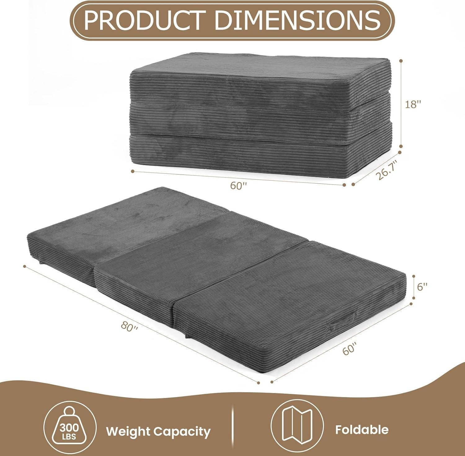Versatile 6-Inch Plush Folding Mattress – Perfect for Guests, Camping & Dorm