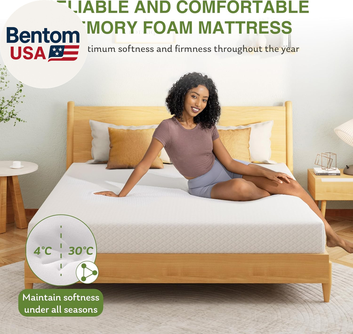 8 Inch Twin Mattress, Memory Foam Mattress with Cooling Green Tea Gel, Relieve P