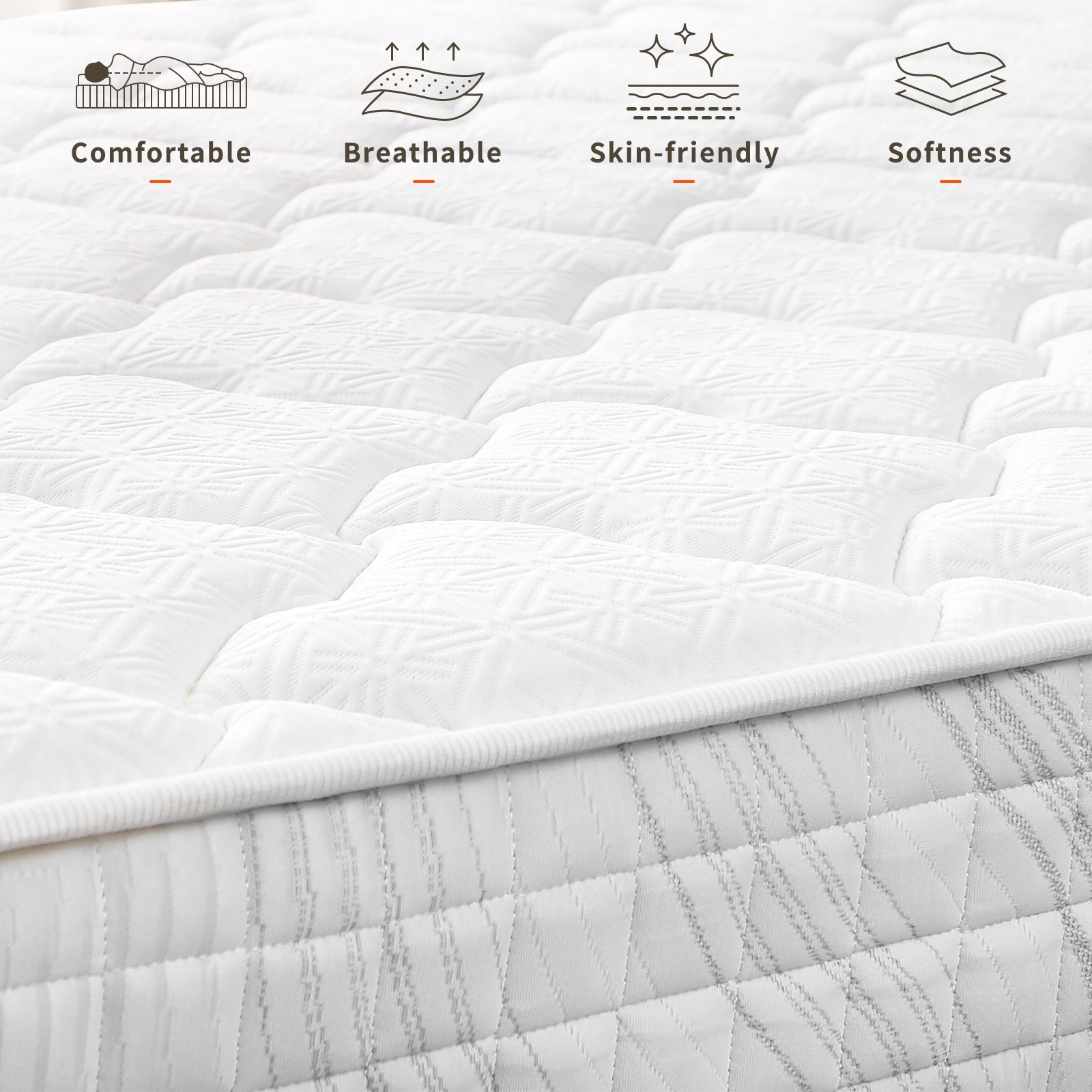10″ 12″ Gel Memory Foam Mattress Hybrid Spring Twin Full Queen King Bed In A Box