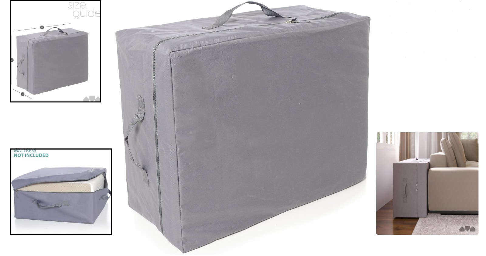 Lightweight Gray Carry Cover for 4″ Twin Tri-Fold Mattress – Easy Portability