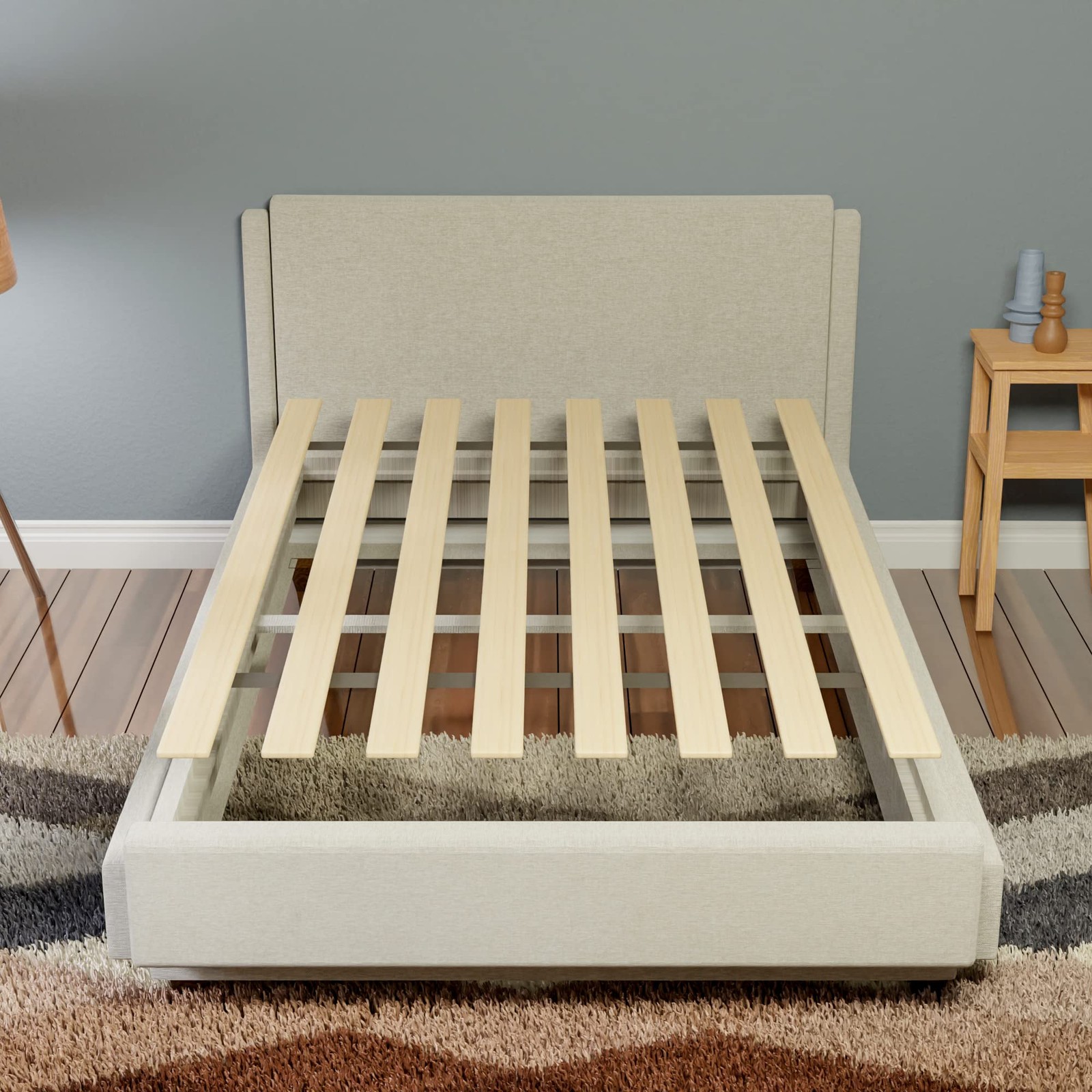 , 0.68-Inch Vertical Wooden Bunkie Board/Bed Slats, Queen, Beige