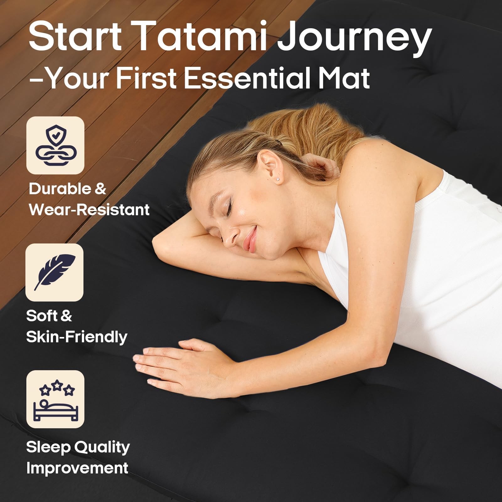 Water Resistant Japanese Futon Mattress, King Size 80″x76″, 2.5 Inch Thick Ja…