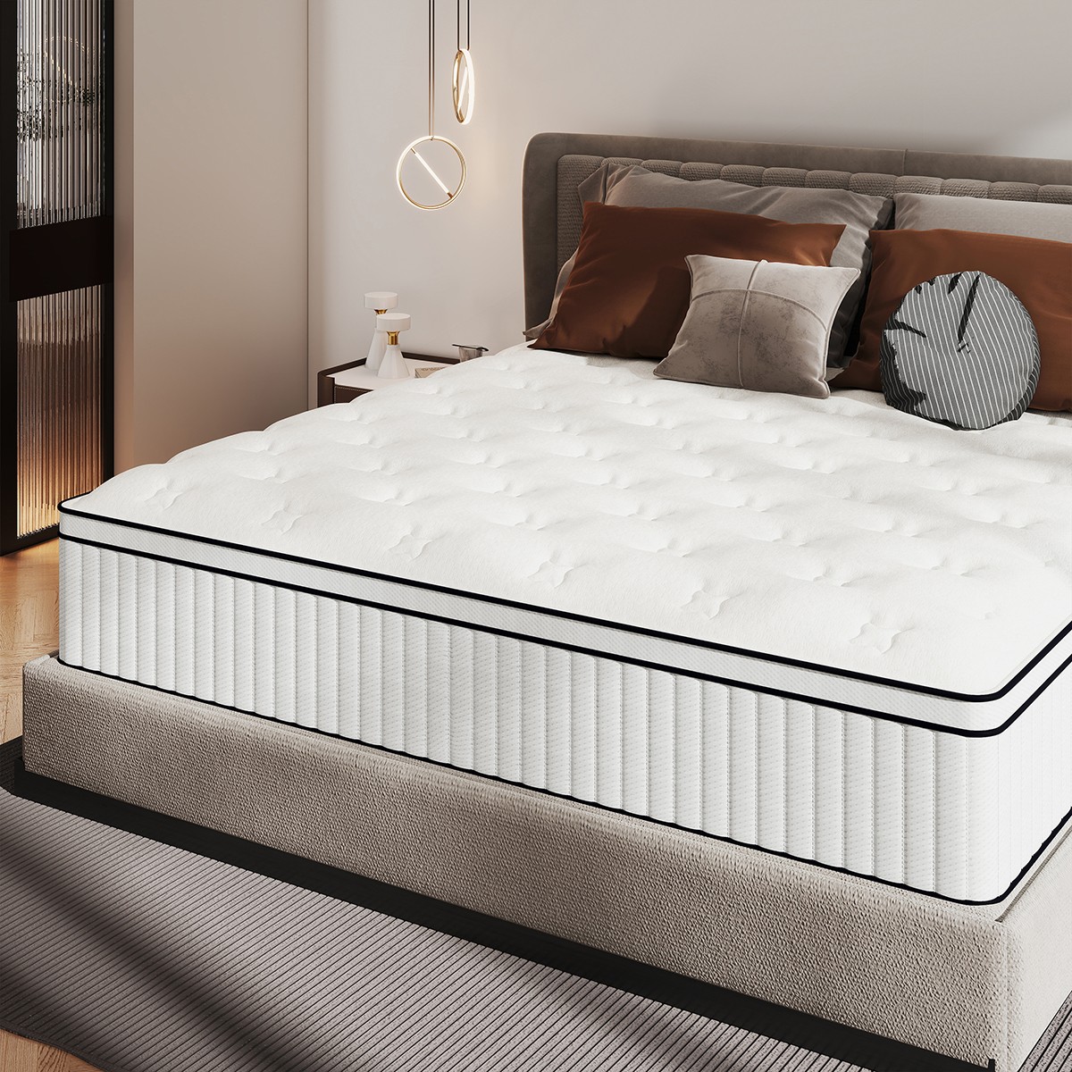 12″/14″ Twin Full Queen King Size Mattress Hybrid Spring Gel Memory Foam White