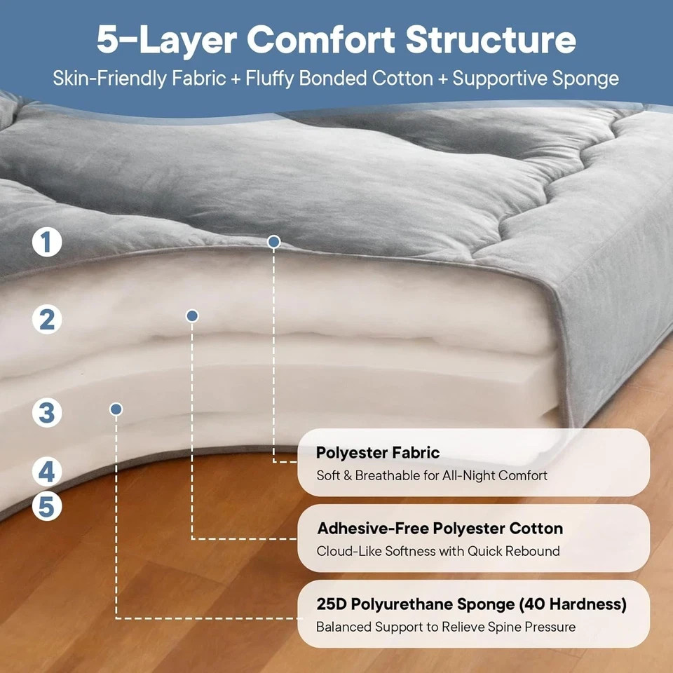 4-Inch Floor Mattress,Japanese Tatami Futon Mattress w/Removable Cover,Roll Up