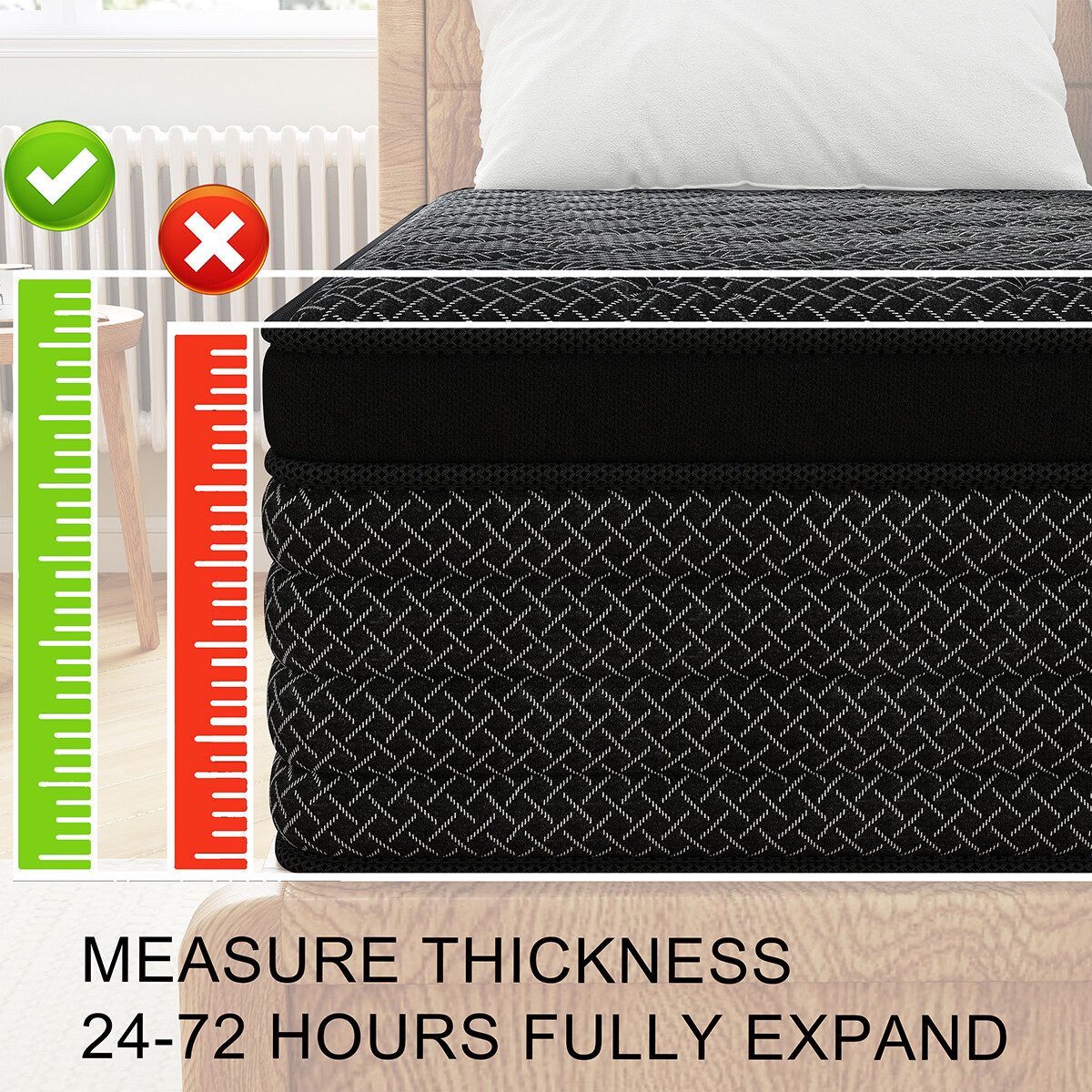12″14″ Twin Full Queen King Mattress Memory Foam Pocket Coil Hybrid Bed In a Box