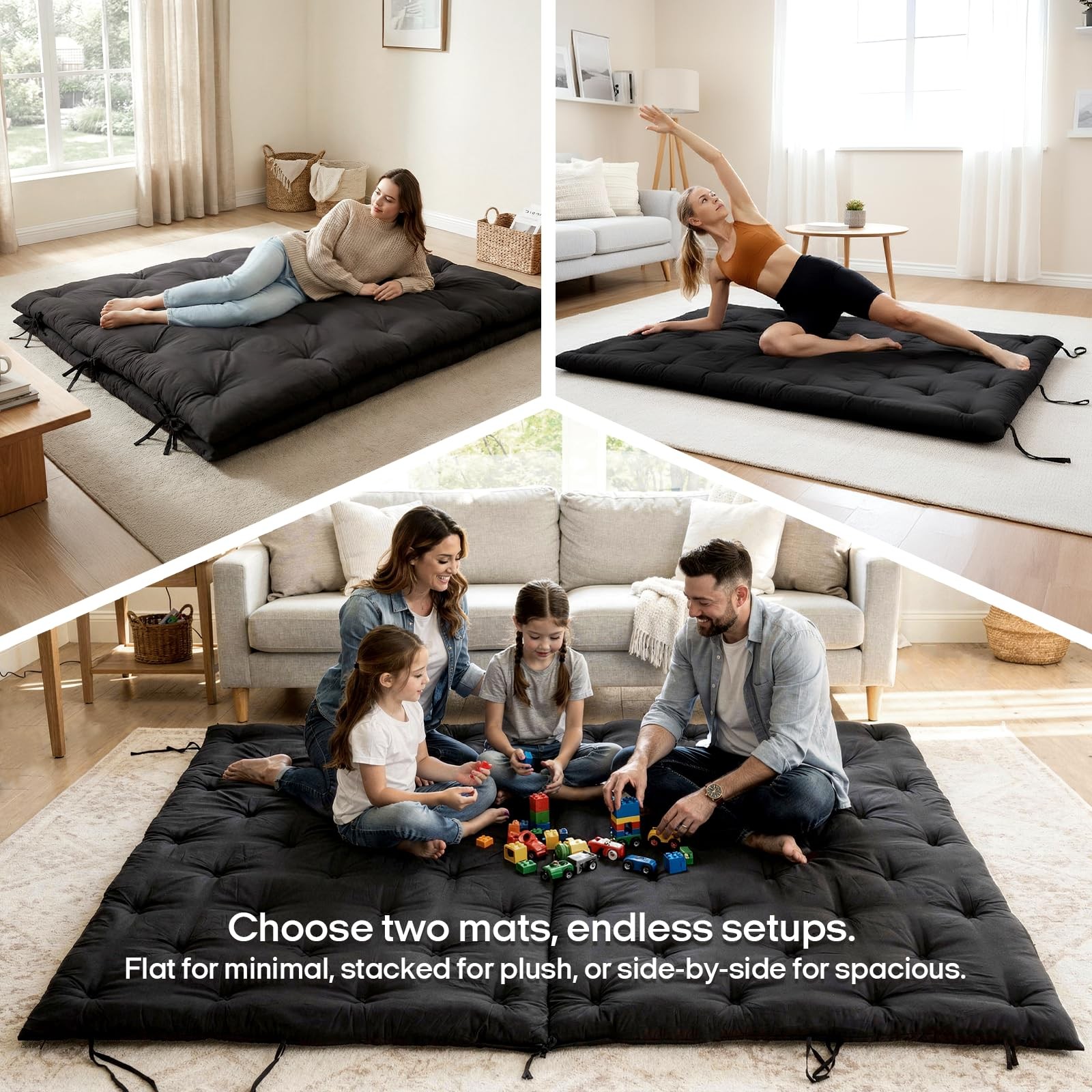 Water Resistant Japanese Futon Mattress, King Size 80″x76″, 2.5 Inch Thick Ja…
