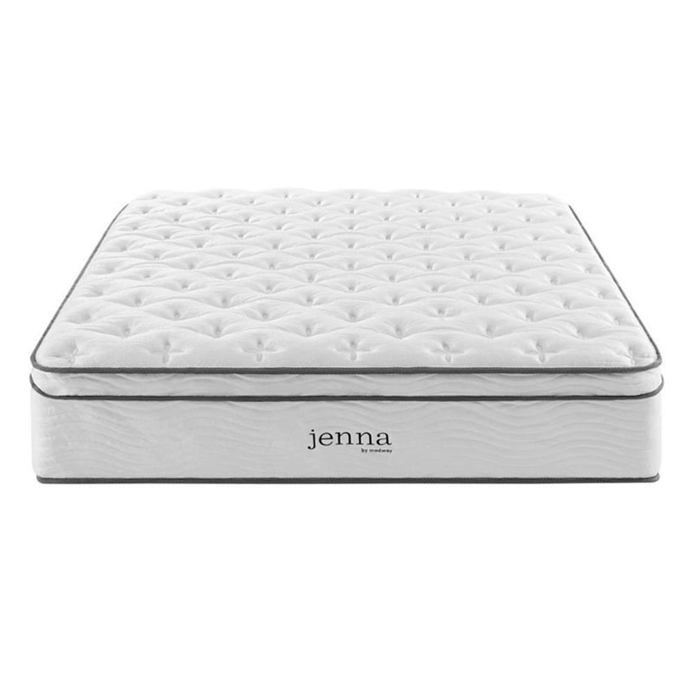 Modway Jenna 14″ Modern Innerspring and Foam King Mattress in White