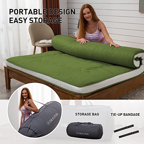 Japanese Floor Futon Mattress Extra Thick Folding Roll Up Bed Twin Green