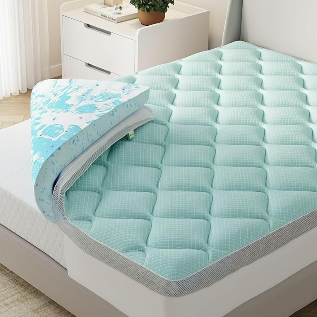 Dual-Layer 2+2 Inch Memory Foam Mattress Topper with Detachable Cooling Cover…