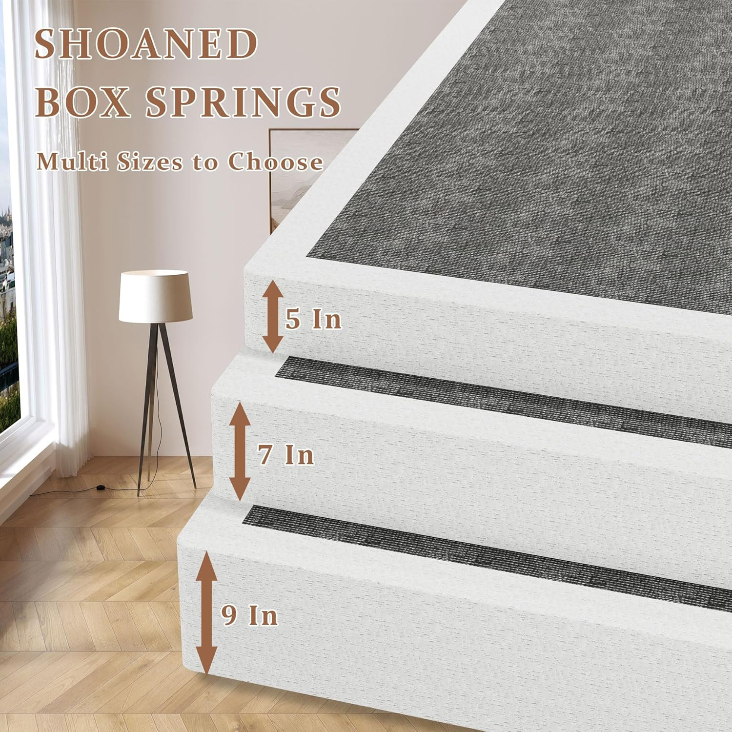 Low Profile Queen Box Spring – 5″ Heavy Duty Metal Bed Base with Fabric Cover