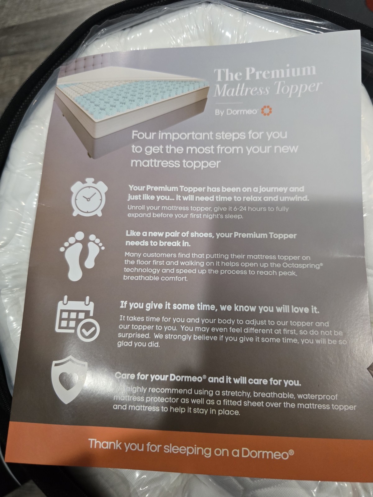 Dormeo Premium Cooling Mattress Topper Ergonomic With Octaspring New In Box