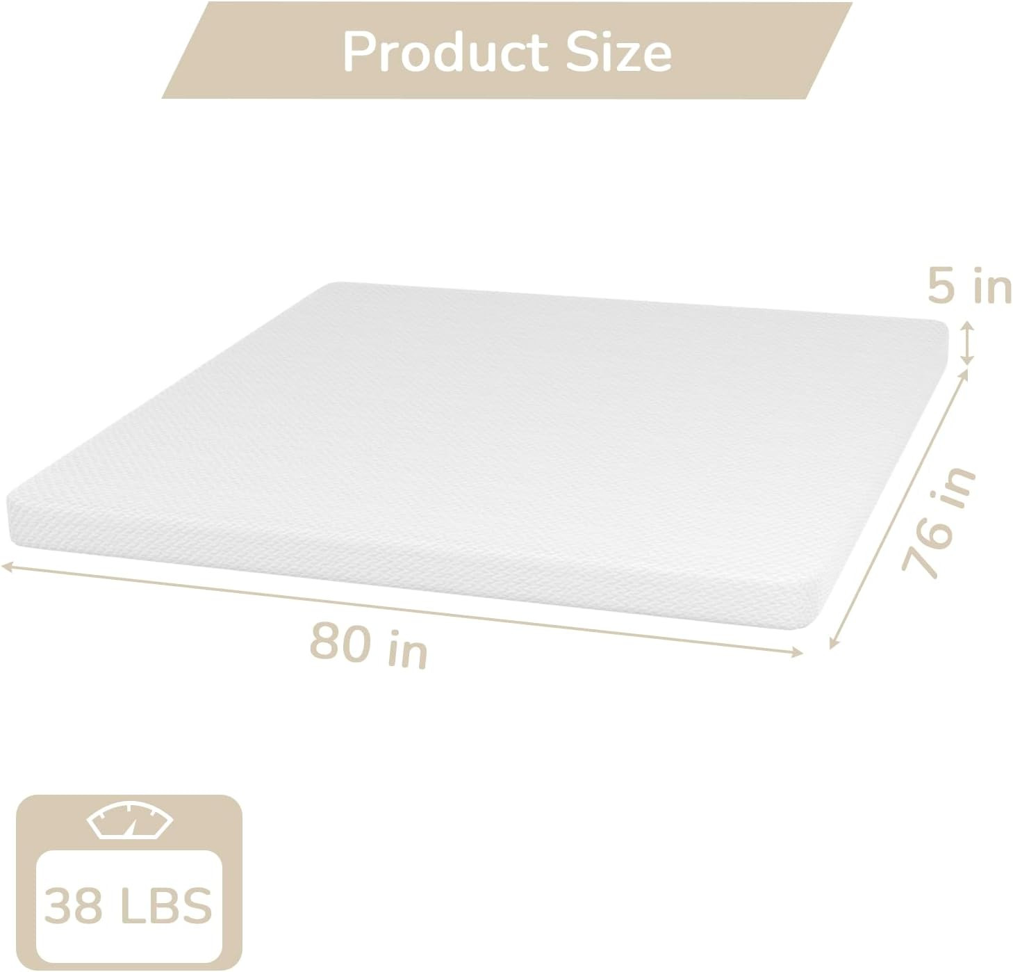 SIN DOLOR ESPALDA Colchon Gel Memory Foam Espuma Cama KING Bed Mattress Soft 5″