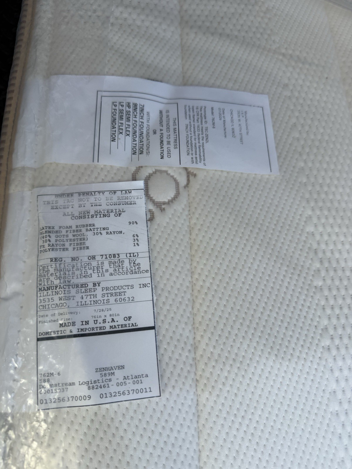 SAATVA ZEN HAVEN LATEX KING MATTRESS MEDIUM NEW ORGANIC CLEARANCE FAST SHIPPING
