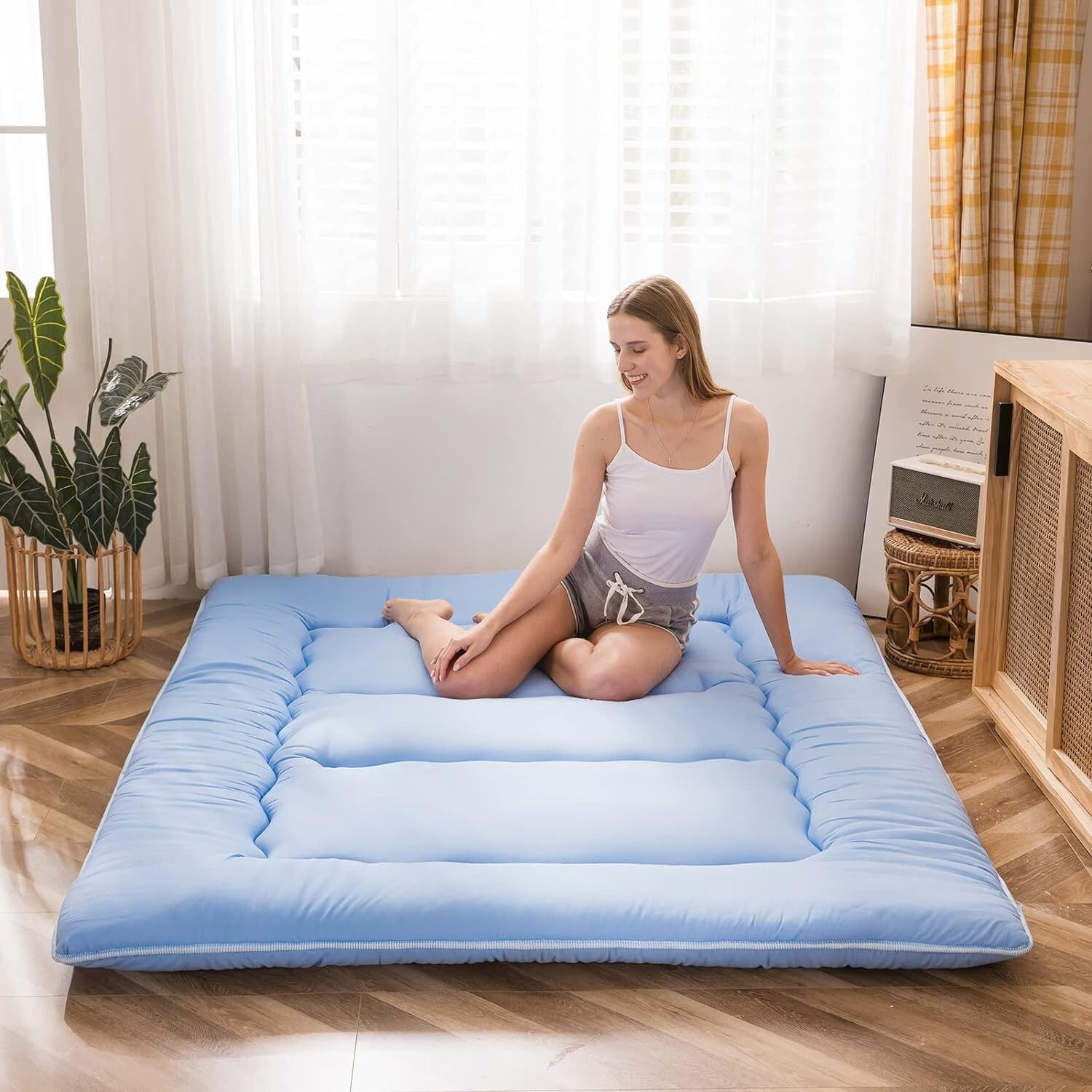 MAXYOYO Japanese Floor Mattress Futon Mattress, Thicken Sleeping Pad Roll Up Mat