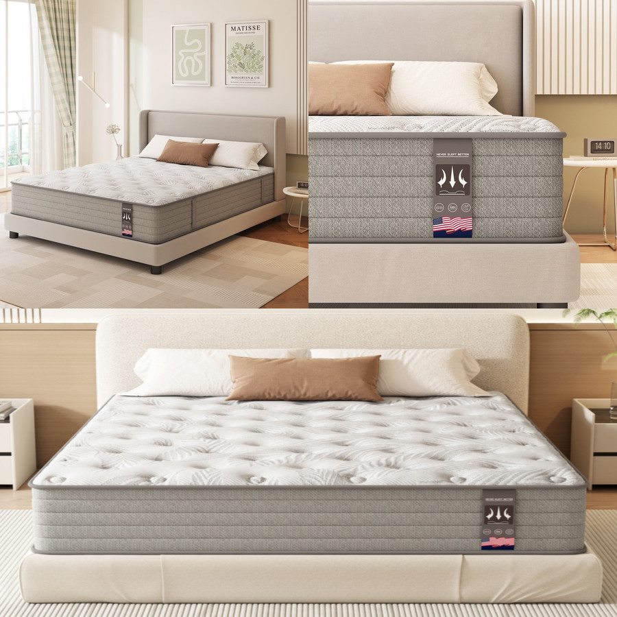 12″ Colchones QUEEN Size De Espuma 12 Pulgadas Memory Foam Mattress Hybrid Bed