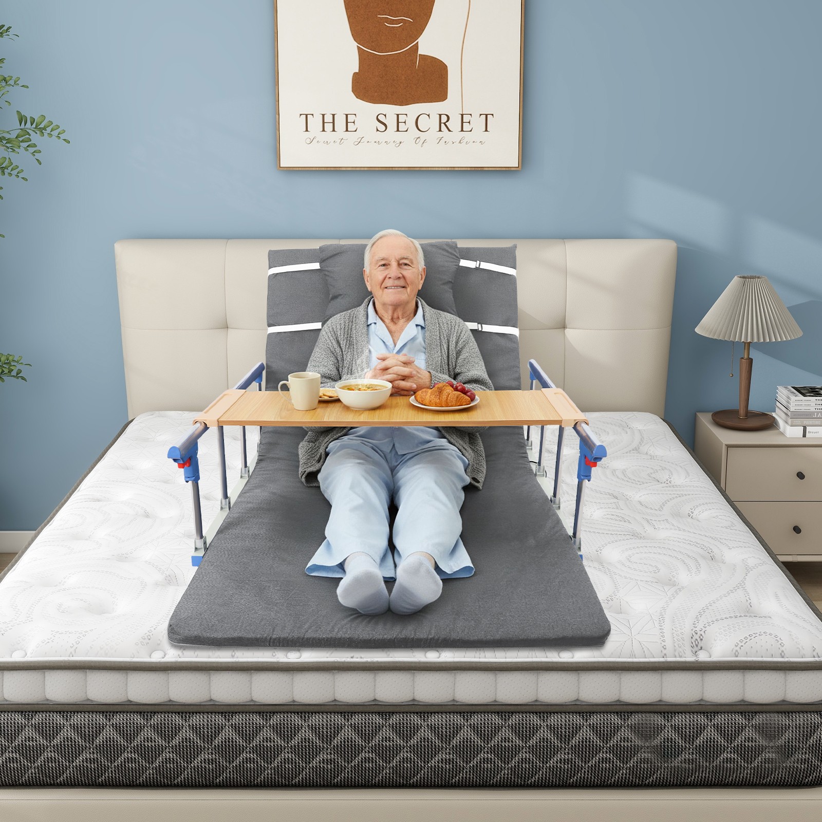 Adjustable Lifting Backrest With Foldable Side Guardrails Electric Lift For Home