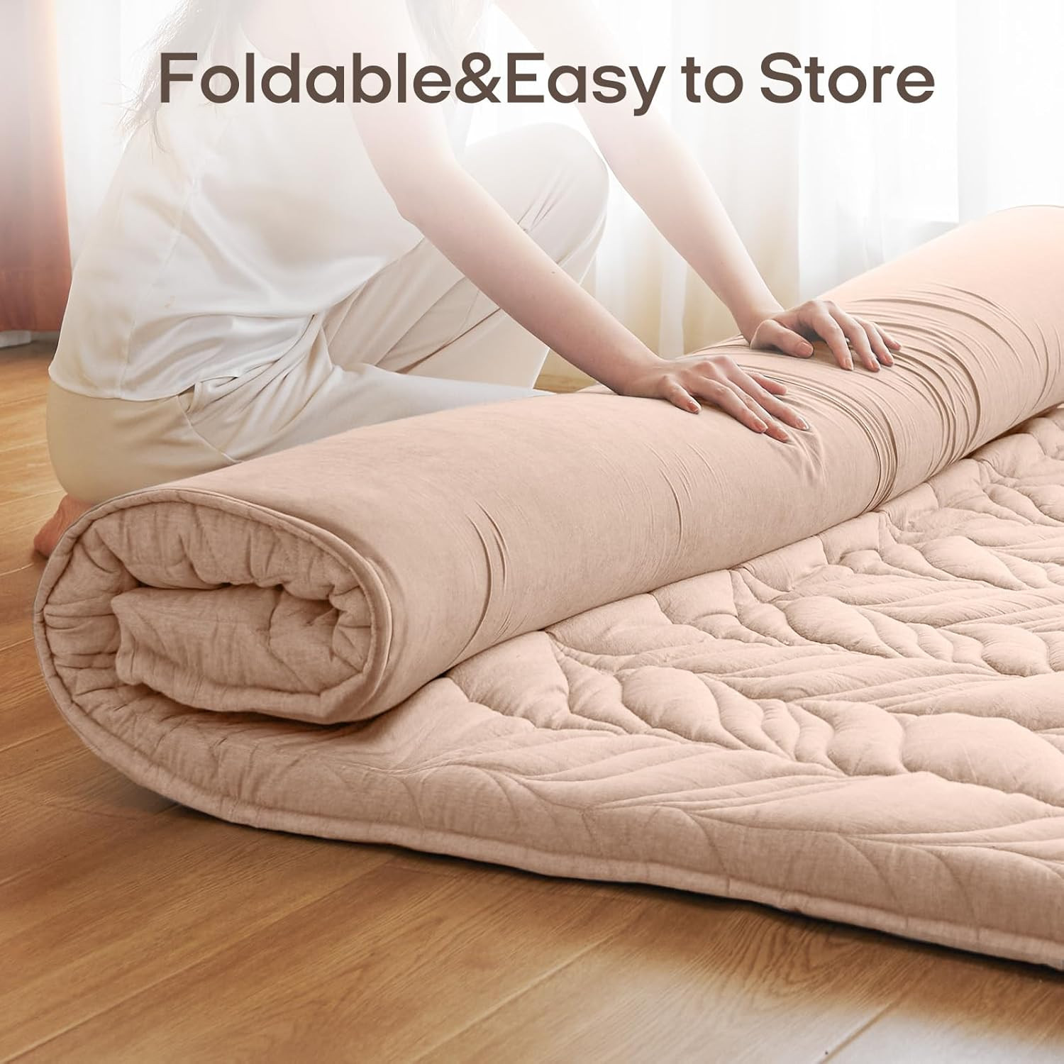 Zonli Japanese Floor Mattress Futon Mattress Full Size, Thicken Roll up Tatami M