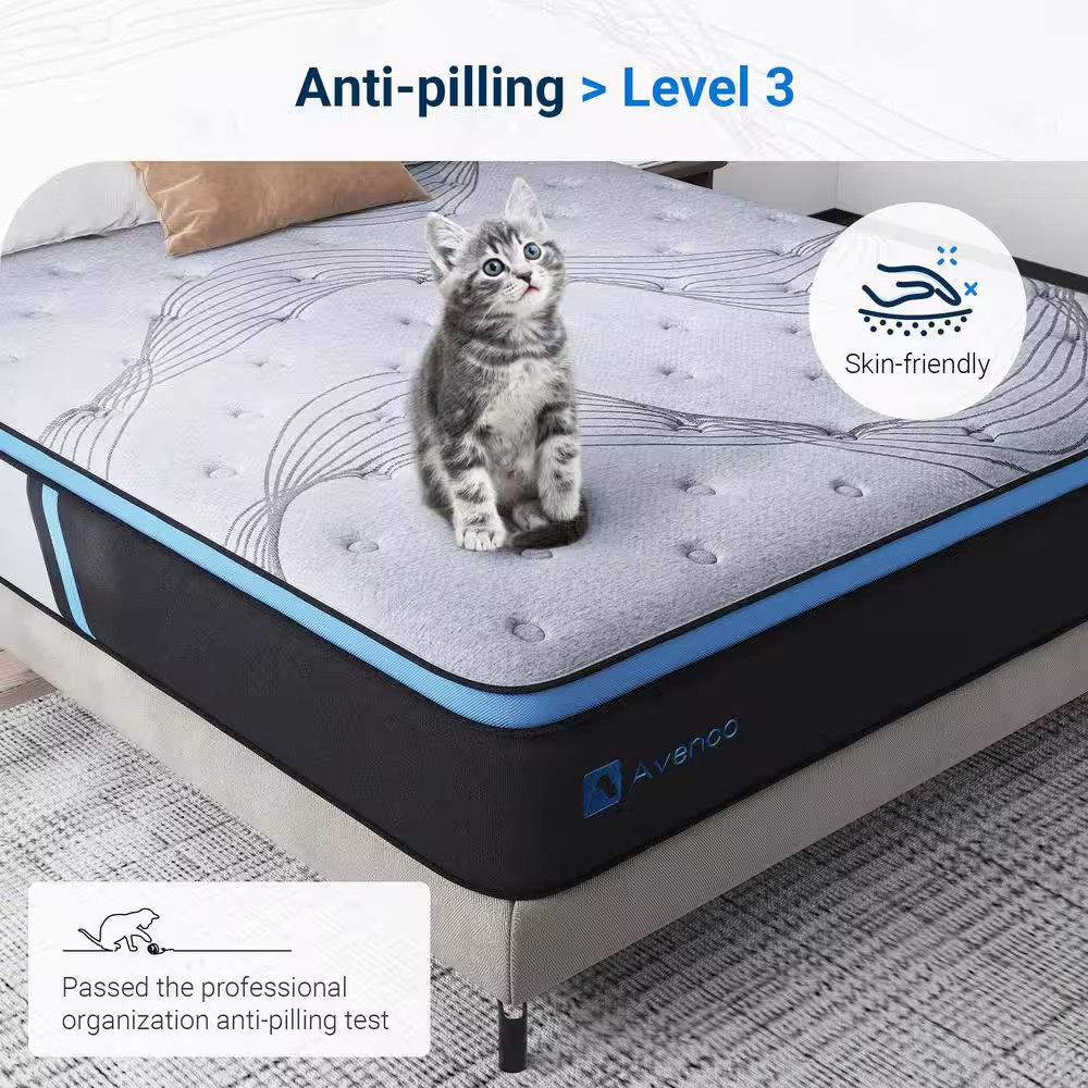 12 In. Medium Hybrid Gel Foam Mattress，Pillow Top Queen Mattress