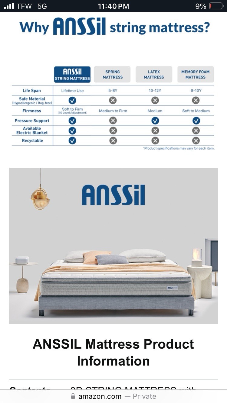 Anssil Flat Grid Plus QUEEN Mattress Extra Firm With No Spring And 3D Technology