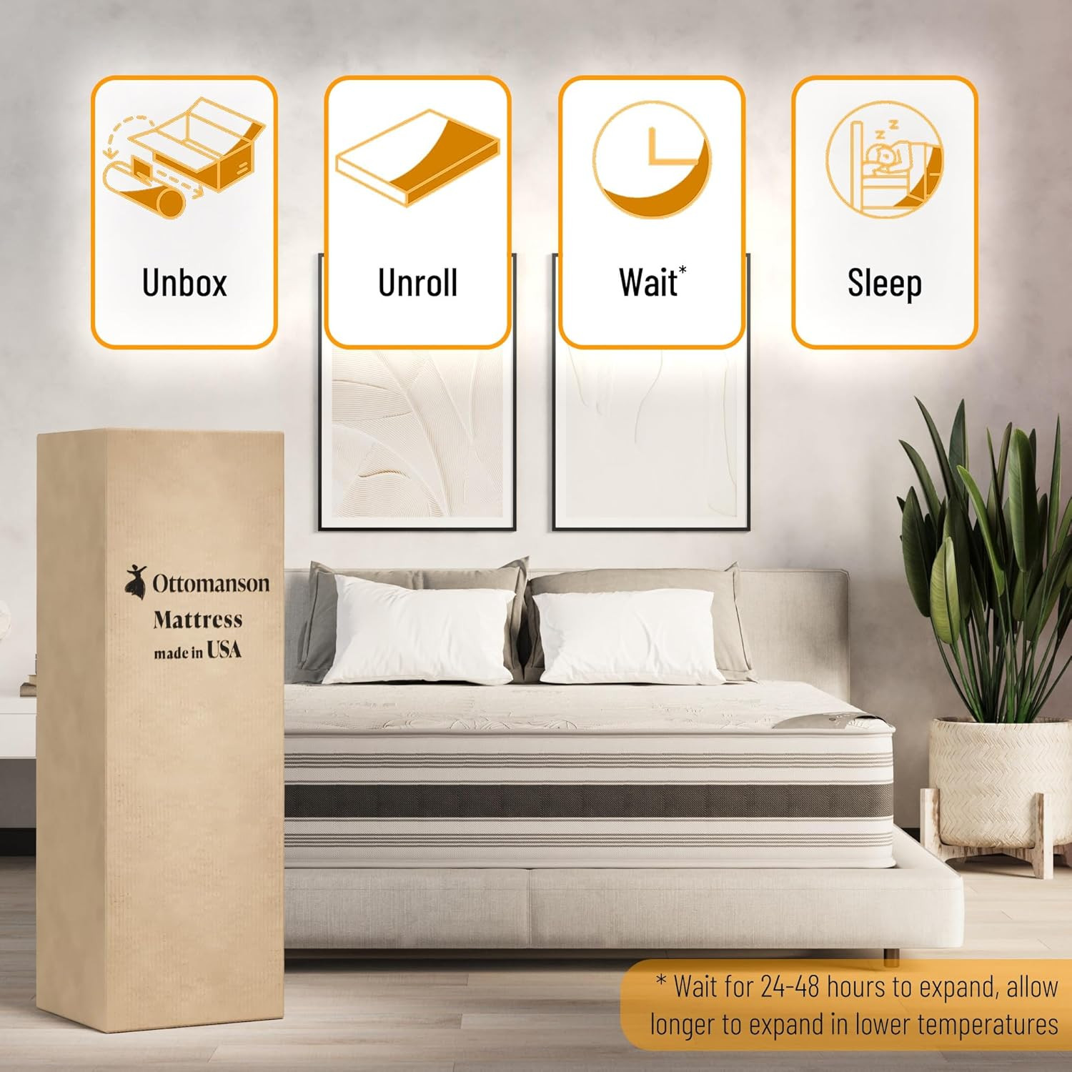 12″ Twin Plush Hybrid Mattress with Comfort & Pressure Relief – Made in USA