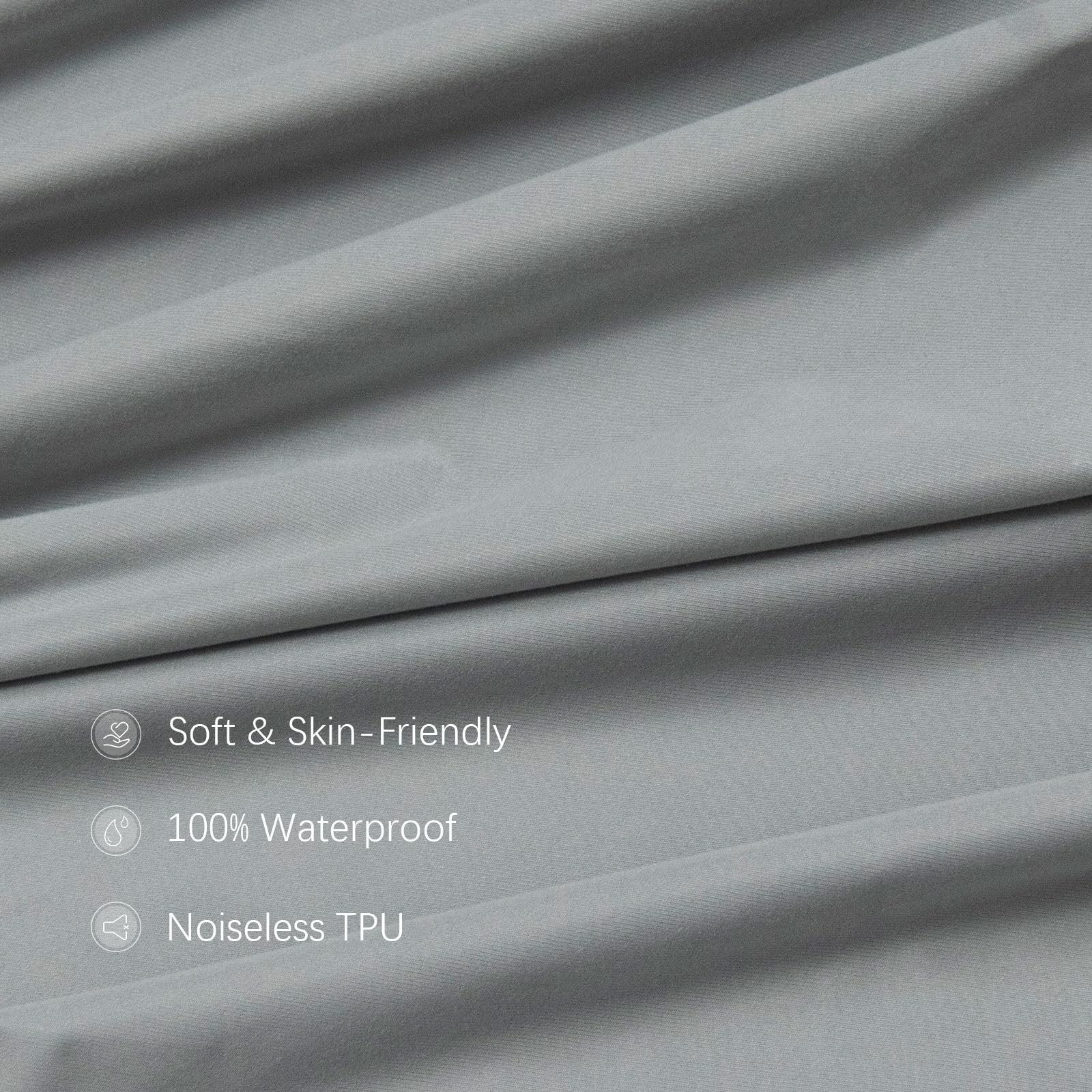 Biloban Mini Crib Sheets Fitted Waterproof 38″ X 24″, Grey