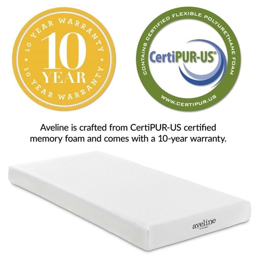 Modway Aveline 6″ Modern Style Memory Foam Narrow Twin Mattress in White