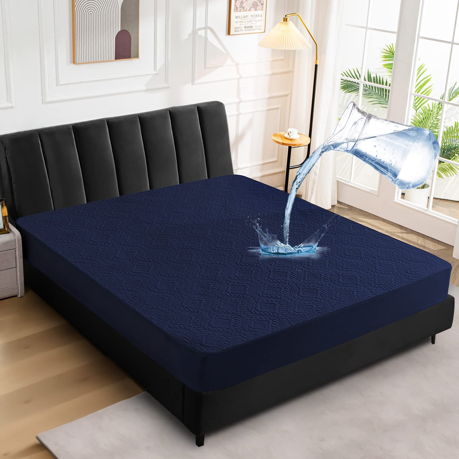 Sufdari Queen Mattress Protector, Navy Blue 3D Air, Queen, 3d Air