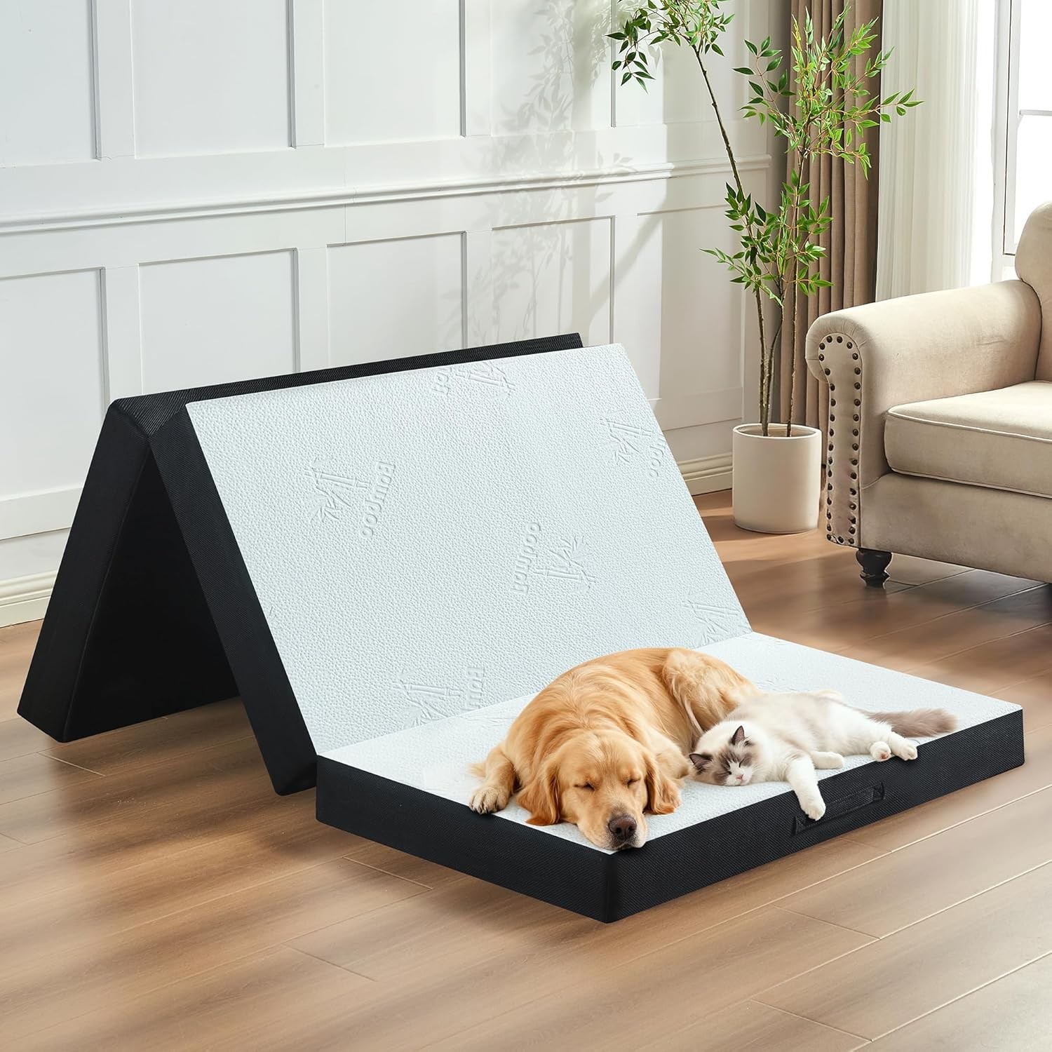 4in Twin Trifold Memory Foam Mattress Bamboo