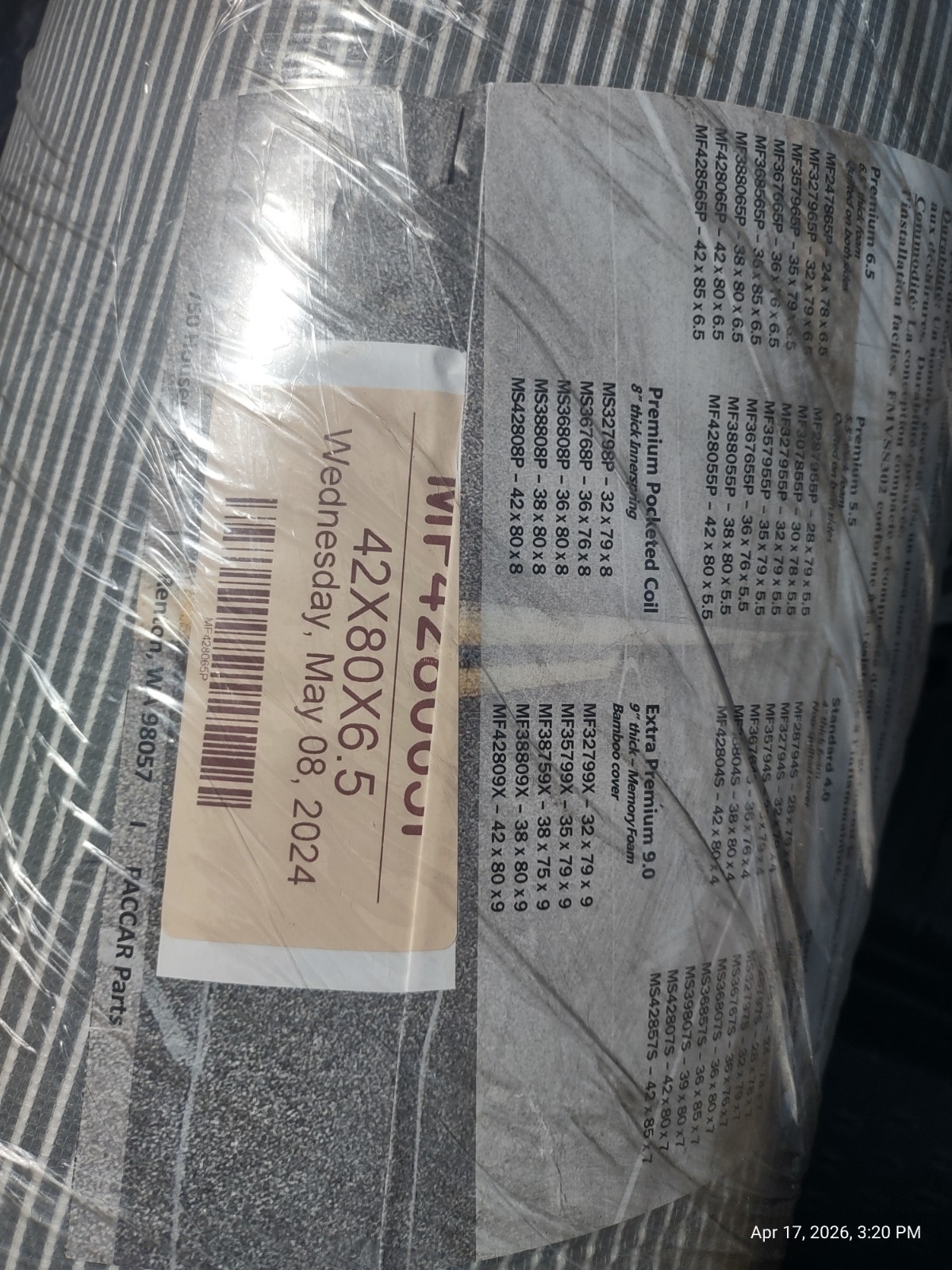 Semi Big Rig Premium Foam Sleeper Cab Trucker Bed Mattress 80″Lx42″Wx6.5″D NEW