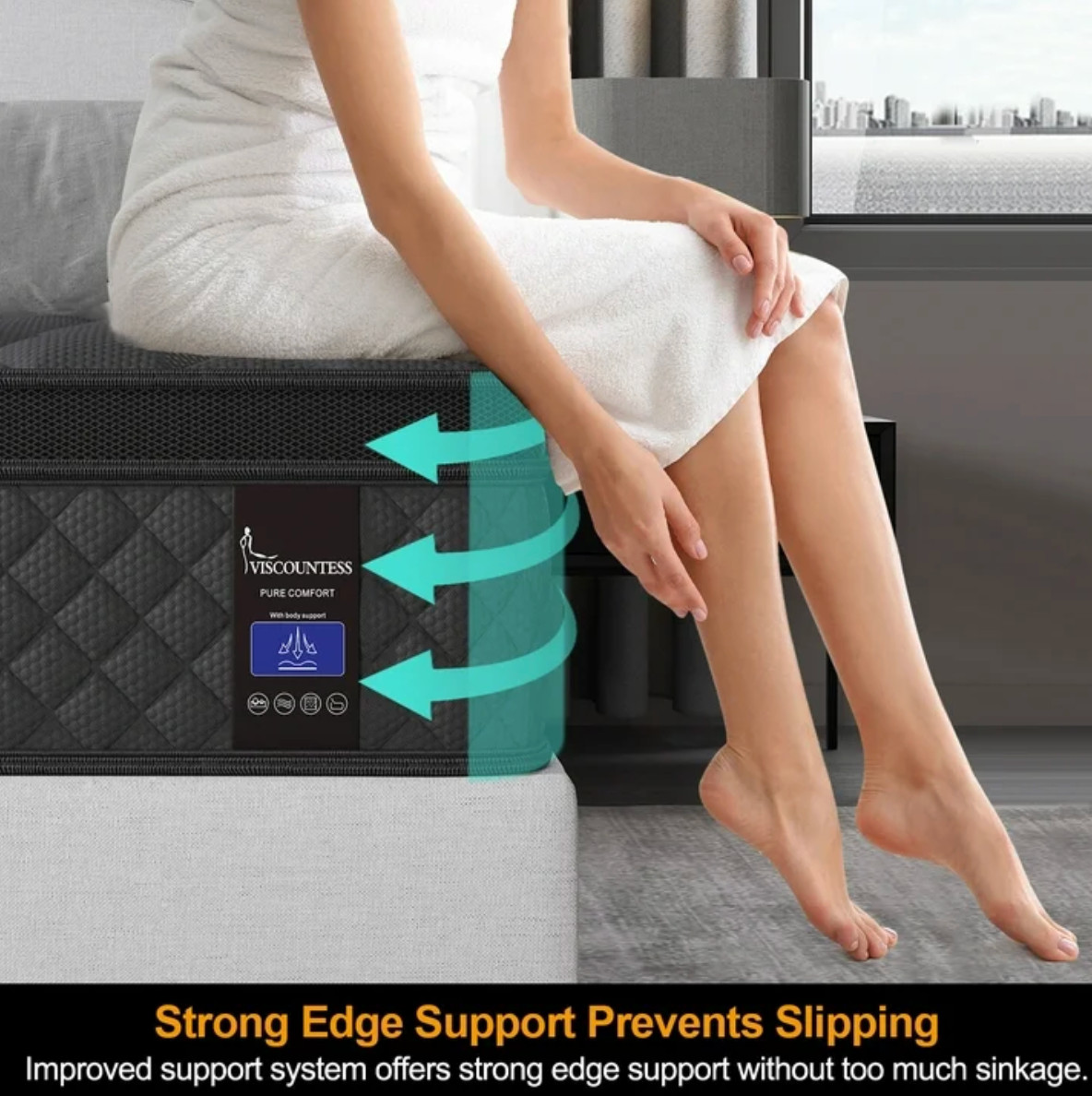 14″ Colchones King Size De Espuma 14 Pulgadas Gel Memory Foam Hybrid Mattress