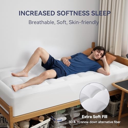 Dual Layer 3 Inch Memory Foam Mattress Topper for Twin XL Plush Support(white)
