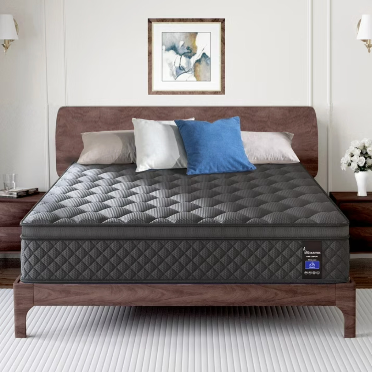 14″ Colchones King Size De Espuma 14 Pulgadas Gel Memory Foam Hybrid Mattress
