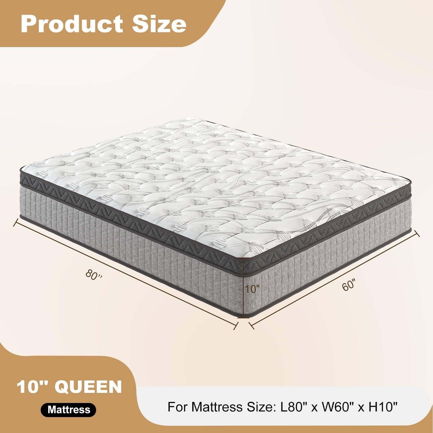 10″ Queen Mattress Innerspring Hybrid Cooling Gel Memory Foam Medium Firm RV