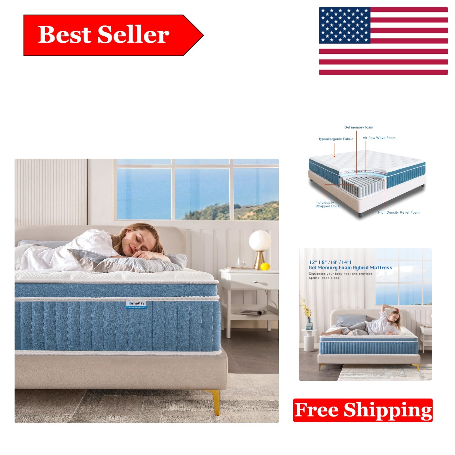 12-Inch Hybrid Gel Memory Foam Mattress in a Box – Support & Pressure Relief