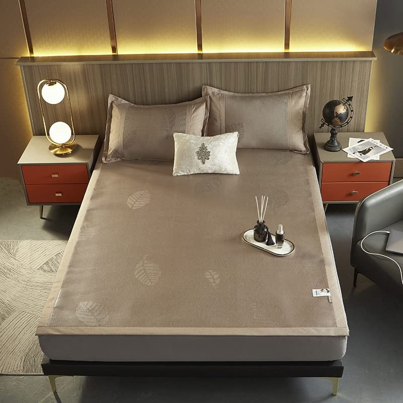 Square Cooling Bedding Mat,Ice Silk Rattan Matting,Foldable Jacquard Mixed Ic…