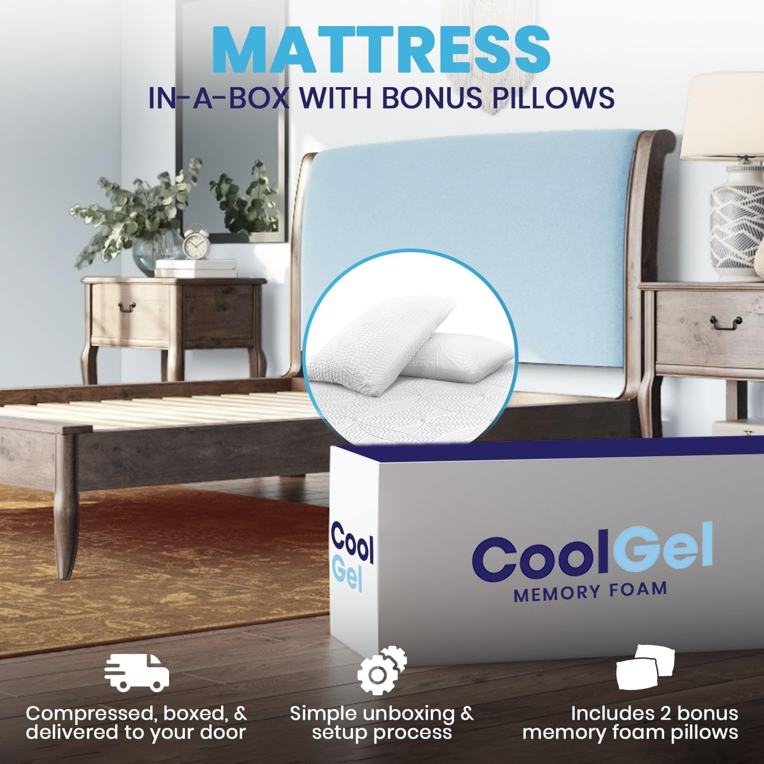 Chill Memory Foam 14-Inch Mattress with Pillow, Certipur-Us Certified, Mattress