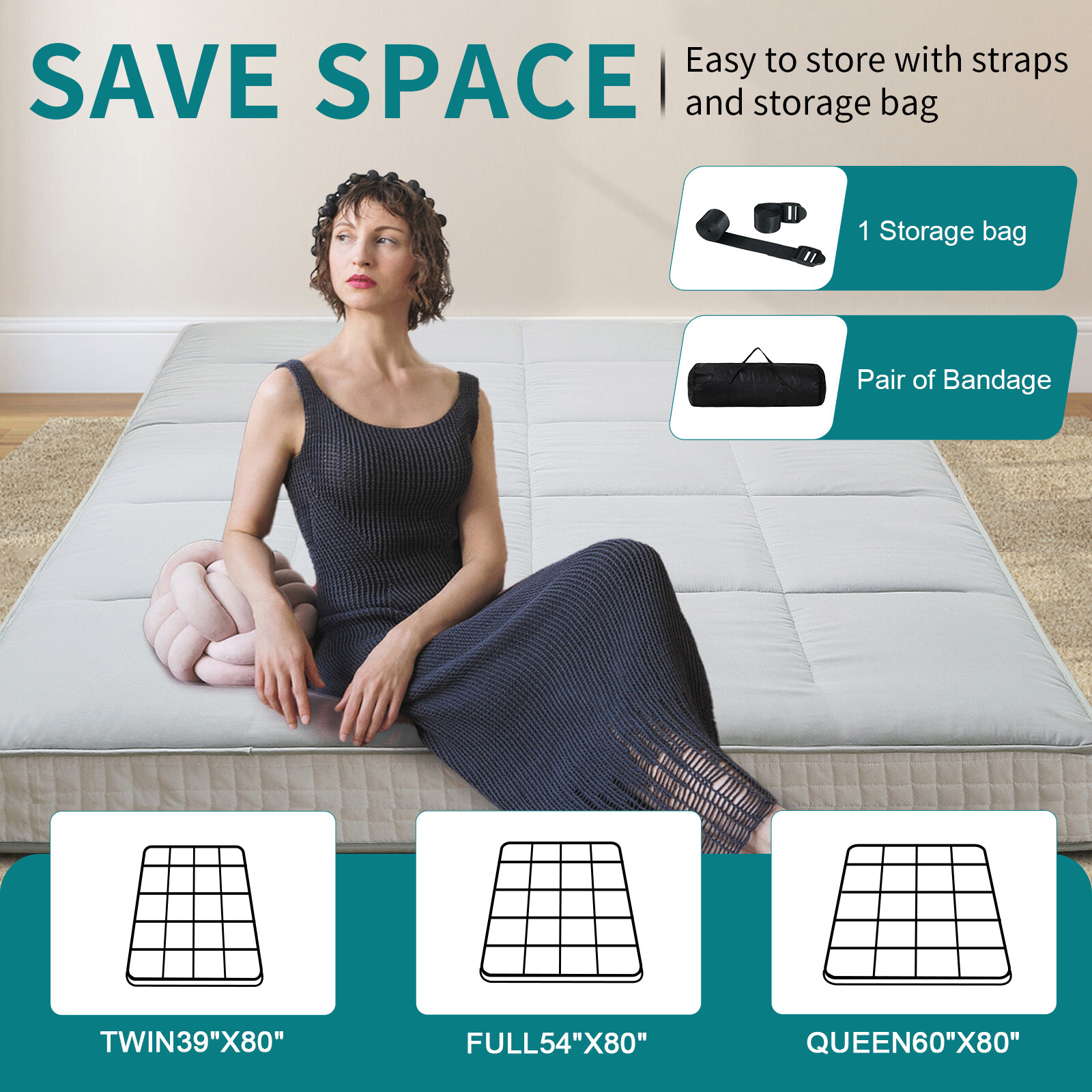 Japanese Futon Mattress 4inch Extra Thick Foldable Japanese Futon Floor Mattress