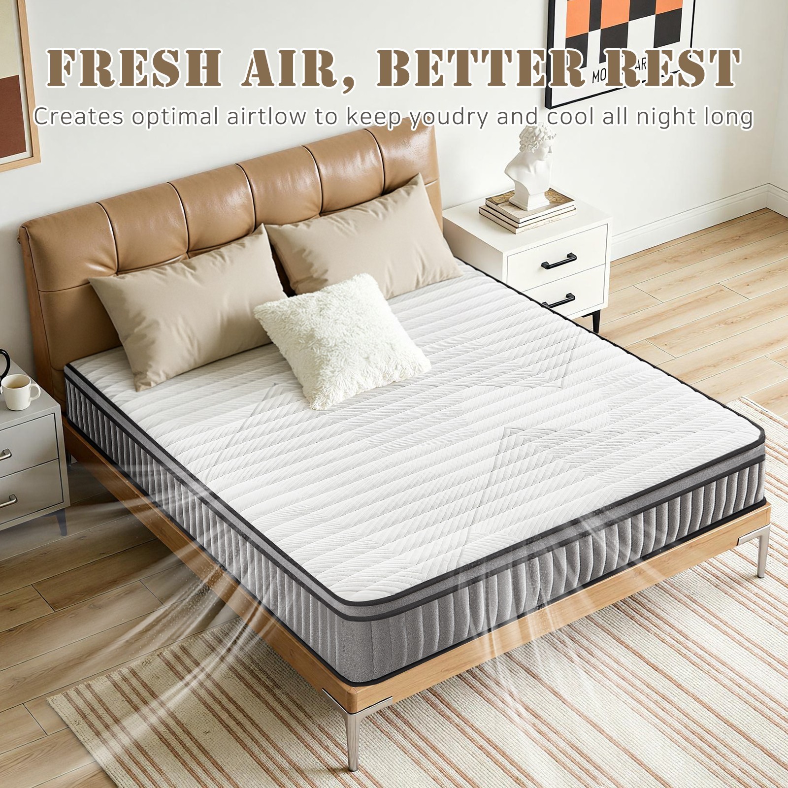 12″ Full Size Gel Memory Foam Pocket Spring Hydird Mattress In A Box Medium Firm