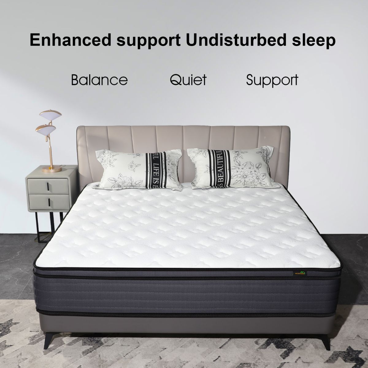 AICEHOME 12″ Mattress Comfy Hybrid Spring Mattresses Medium Twin Full Queen King