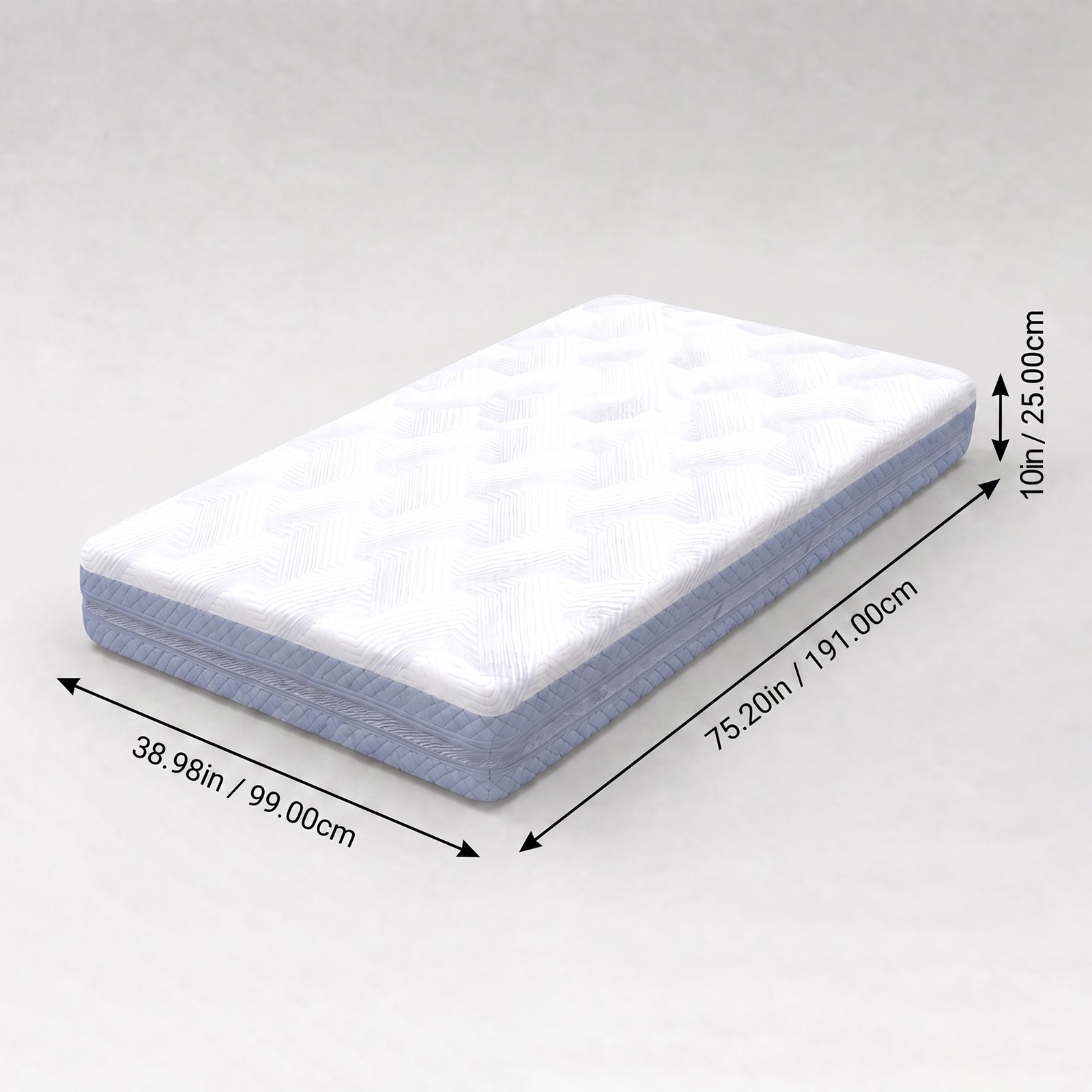 Twin Size Memory Foam Mattress High Density Foam Soft Feel & Stable Support Bed