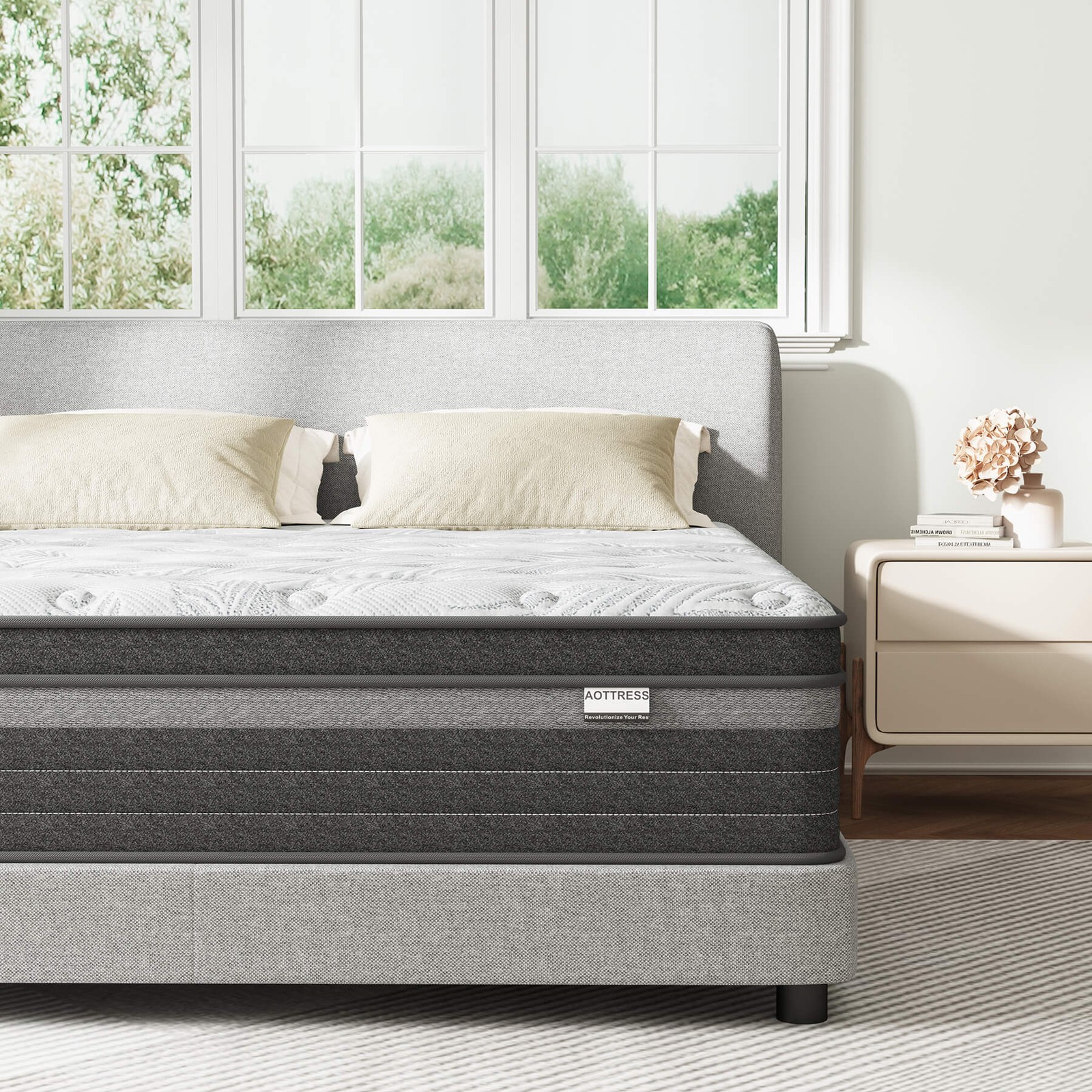 12″ 14″ Breathable Hybrid Memory Foam Pocket Spring Mattress, 7-Layer Supportive
