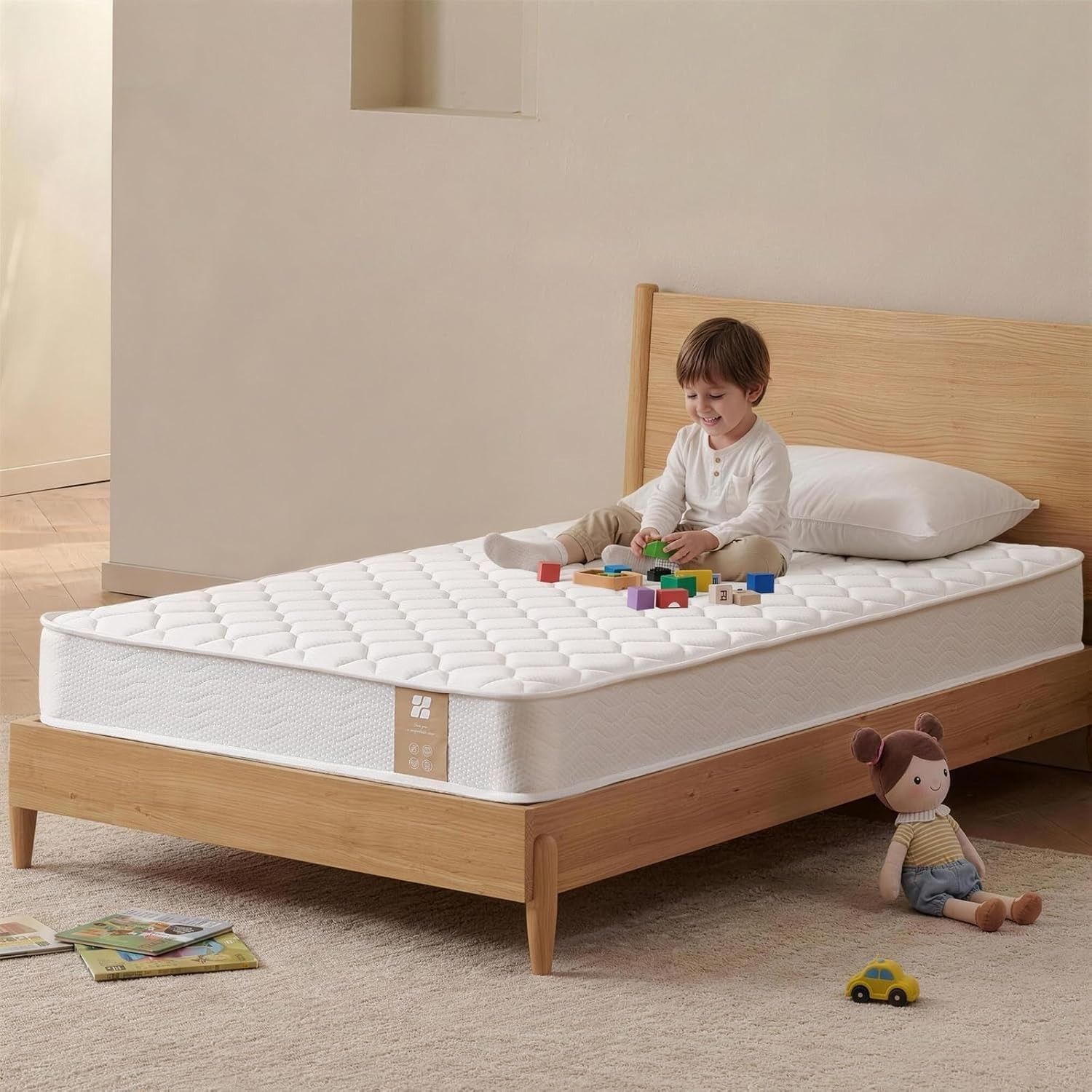 6 Inch Twin Mattress in a Box, Medium Firm Spring Hybrid Mattress for Kids Bunk